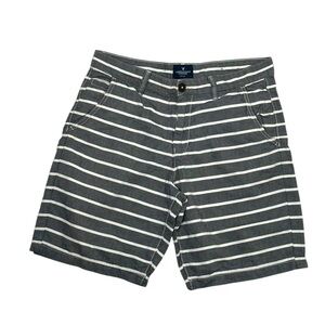 American Eagle Gray White Striped classic bermuda Shorts 32 coastal beach‎